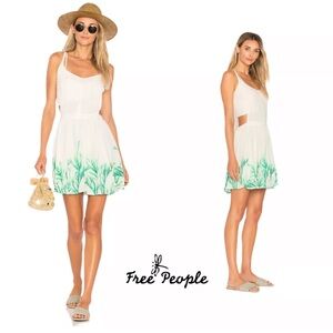 FREE PEOPLE Tropical Oasis Short Dress Cream and Green Beachcore Sundress Light